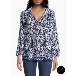 Lilly Pulitzer Women Small Blue White Multi Wrinkle Free Marilina Tunic Top NWT